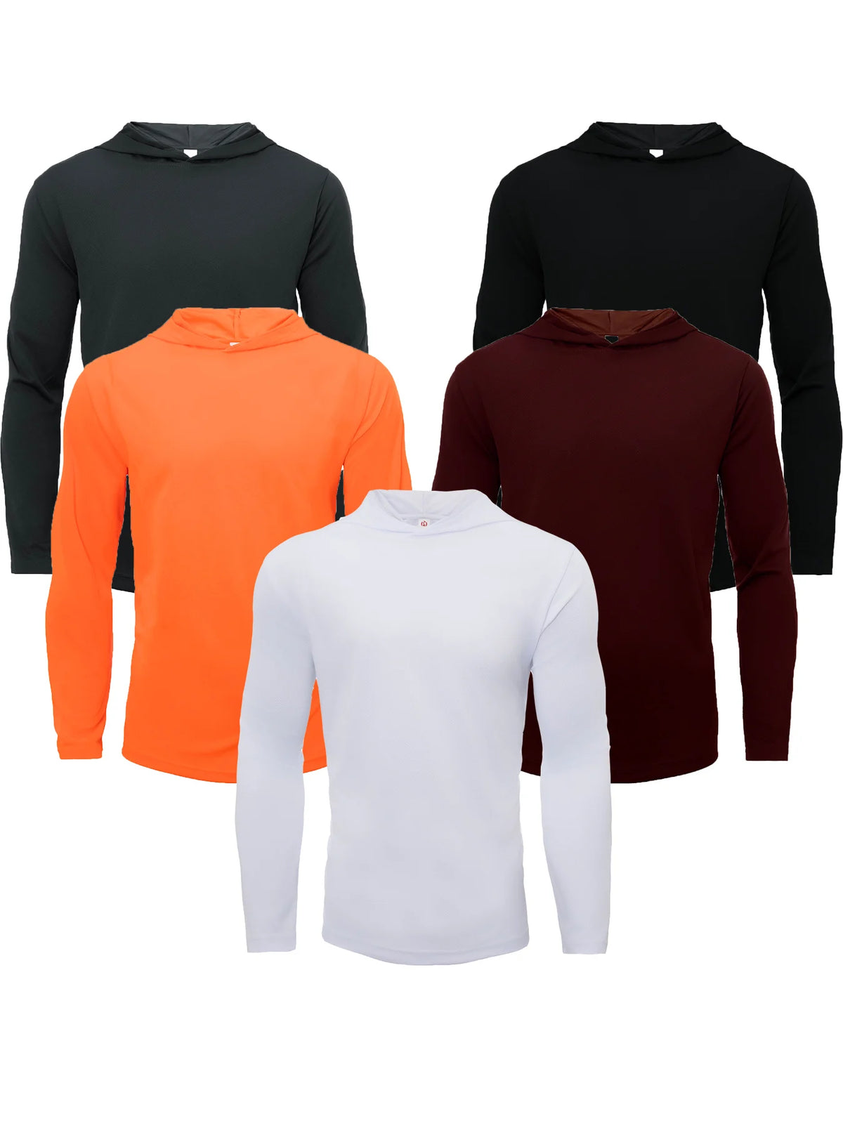 5 Pack Mens Active Athletic T-Shirts Set Long Sleeve UPF 50+ Sun Protective Quick Dry Hoodies Workout Shirt