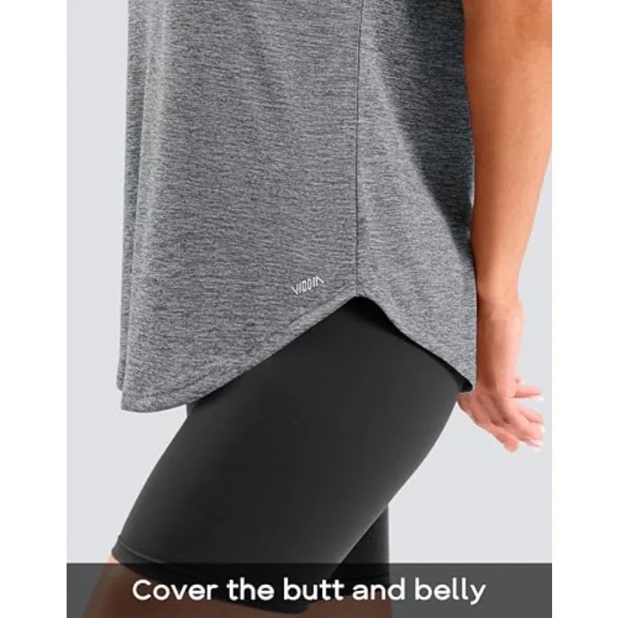 Womens Workout Tops Full Back Coverage Athletic Shirt UPF 50+ Quick Dry Short Sleeve T Shirts V Neck Gym Yoga Tunic