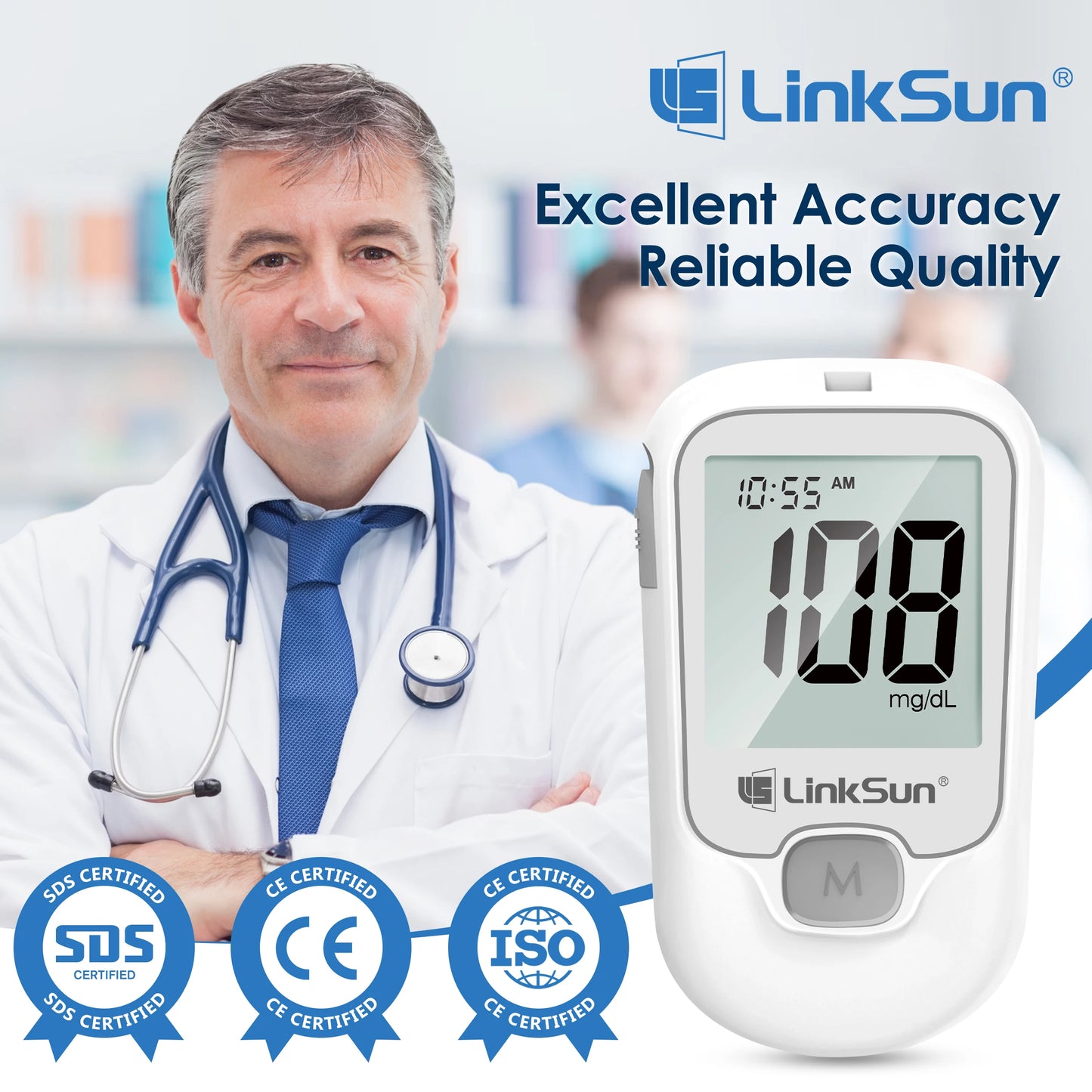 Blood Glucose Monitor G-425-1 50 Strips High-Precision+ Brightness 1 Blood Sugar Monitor 1 Lancing Device Diabetes Testing Kit