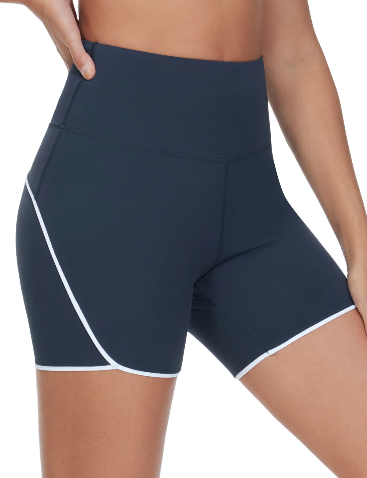 THE GYM PEOPLE Women's High Waisted Workout Shorts Stretchy Breathable Dolphin Split Running Yoga Lounge Shorts