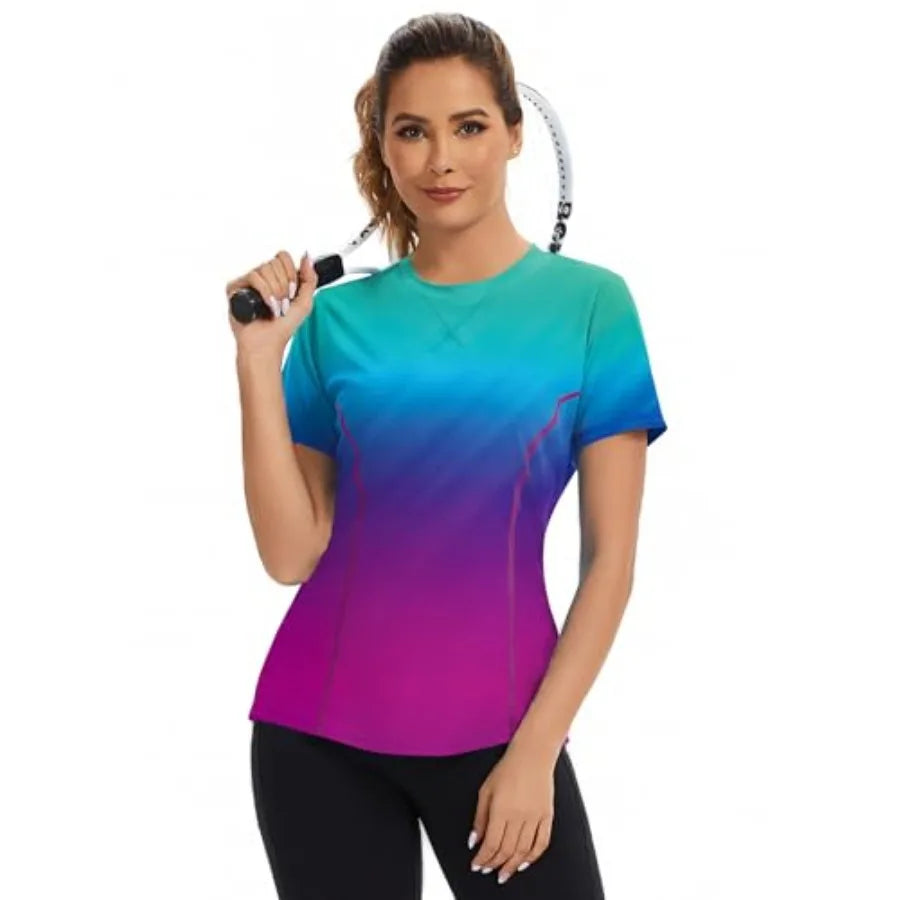 Women's Short Sleeve Workout Tops Quick Dry Athletic UPF50+ Sun Protection Shirts Gym Hiking Running Yoga Clothes