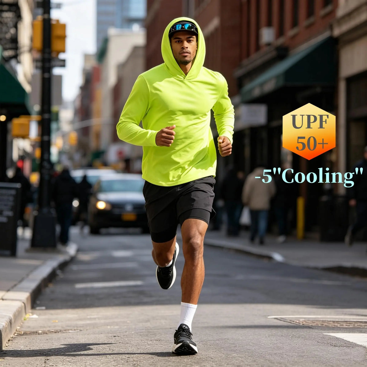 5 Pack Mens Active Athletic T-Shirts Set Long Sleeve UPF 50+ Sun Protective Quick Dry Hoodies Workout Shirt