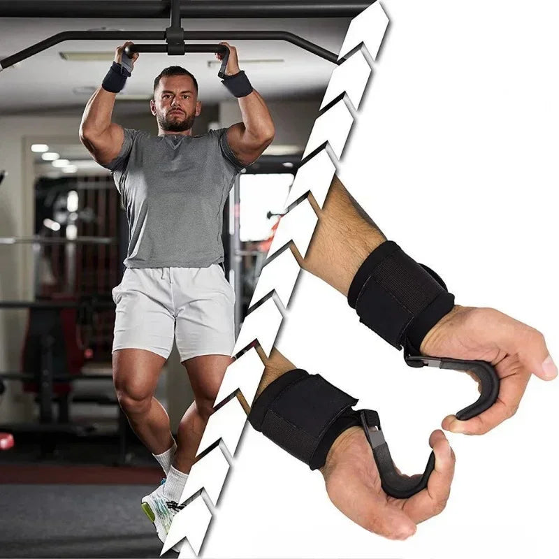1/2PC Non-Slip Weight Lifting Hookspremium Pair of Straps Weightlifting Deadlift Chin Pull Up and Exercise Fitness Hook Training