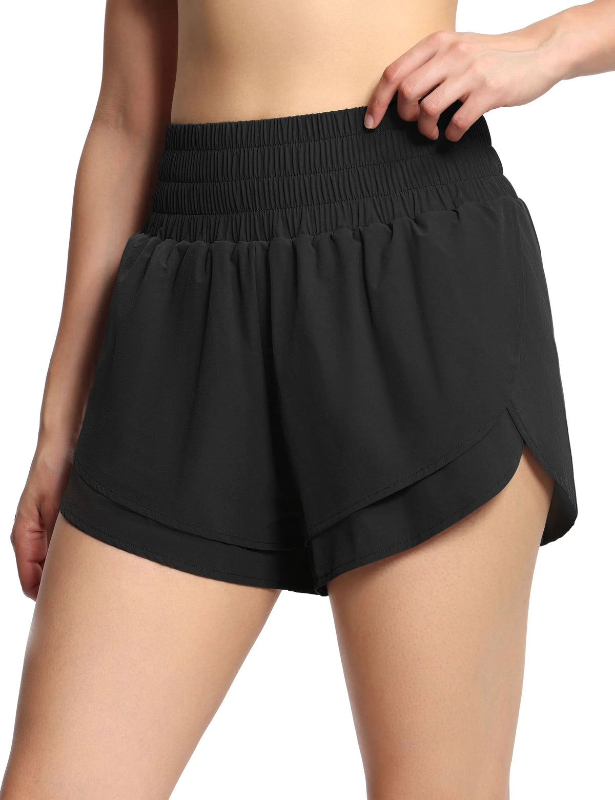 THE GYM PEOPLE Women's High Waisted Worktout Shorts Quick Dry Running Athletic Shorts with Mesh Liner Zipper Pocket